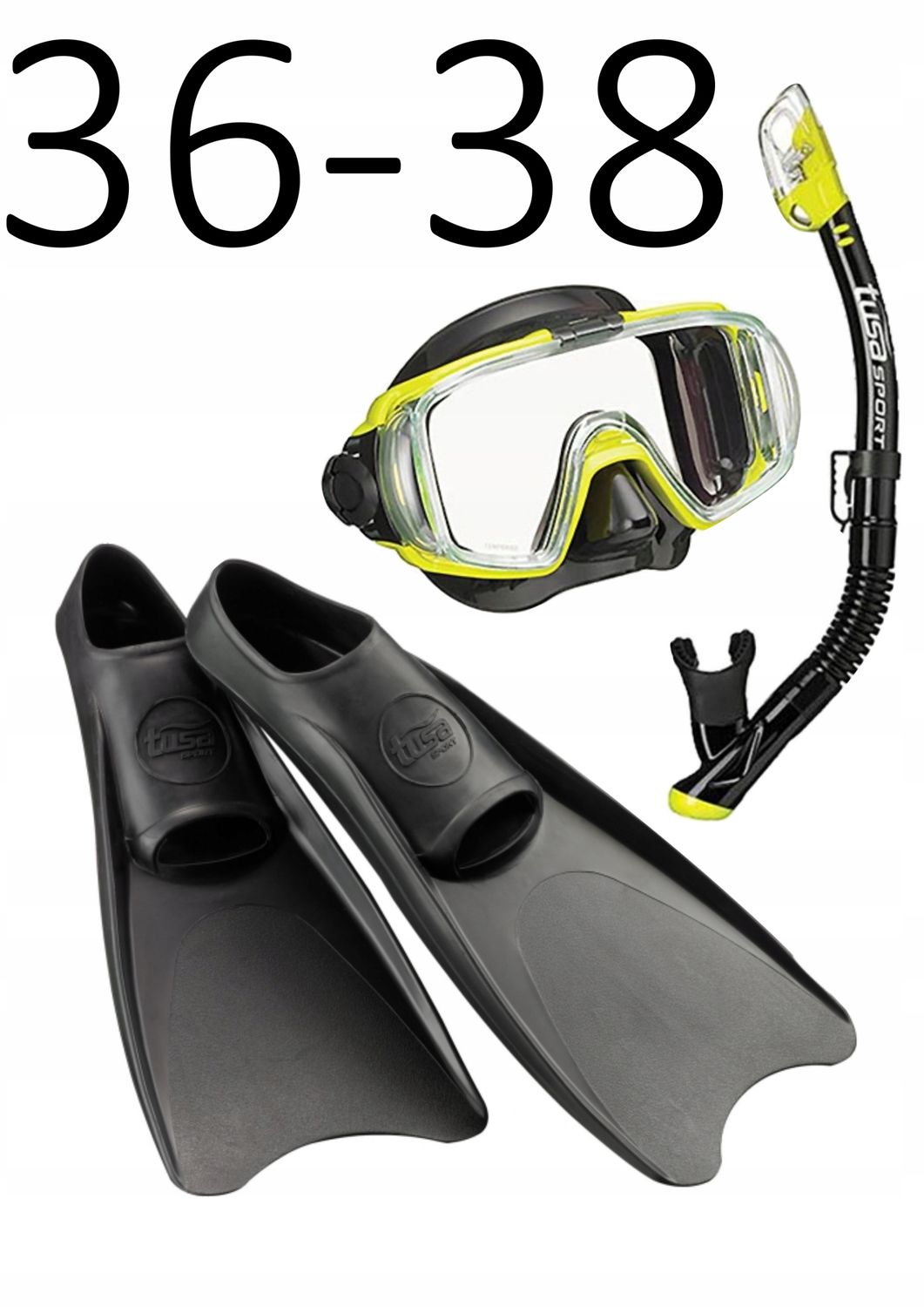 Zestaw TUSA maska+fajka+płetwy Visio/UF1202 czarny rozmiar XS/36-38