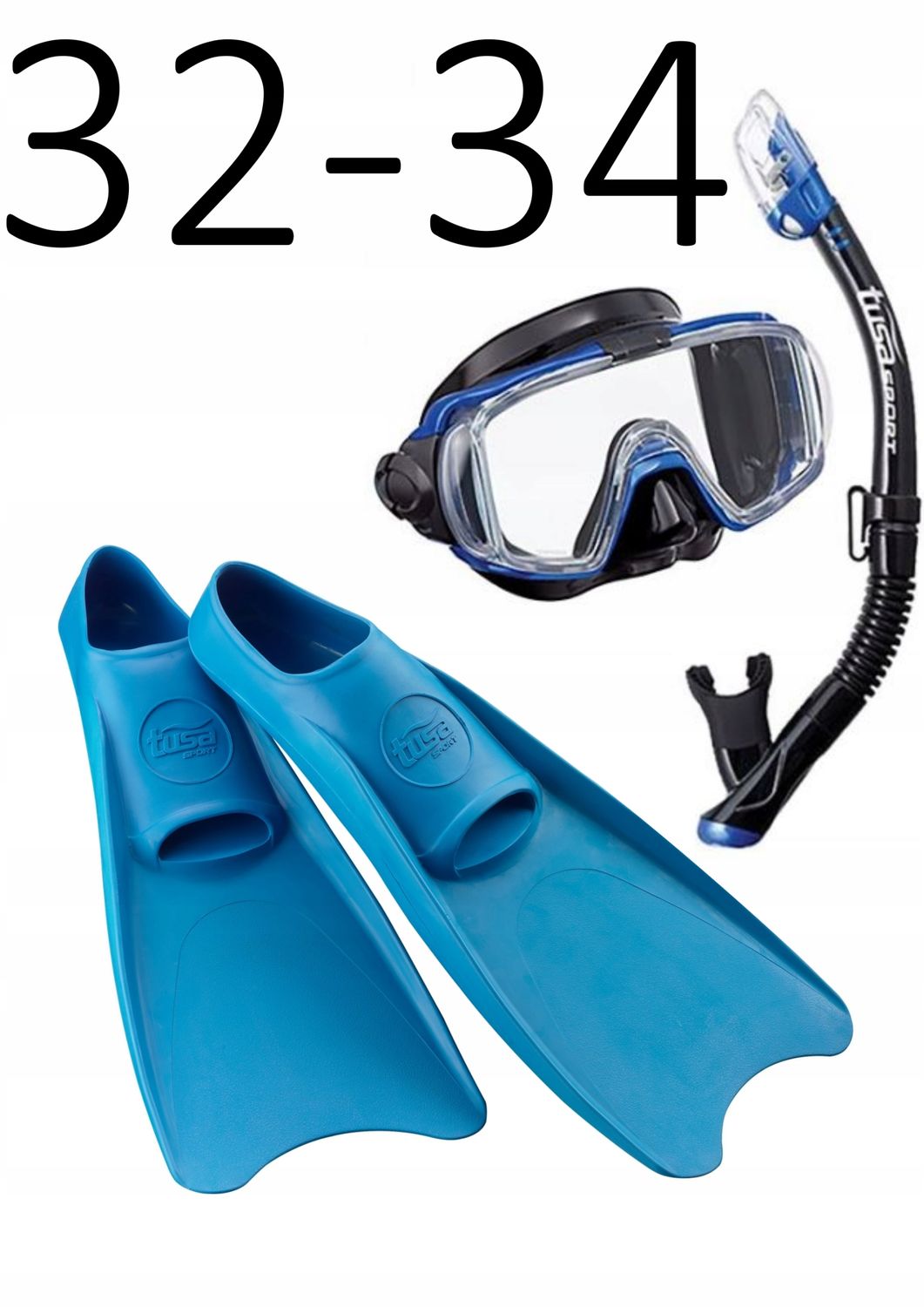 Zestaw TUSA maska+fajka+płetwy Visio/UF1202 niebieski rozmiar XXXS/32-34