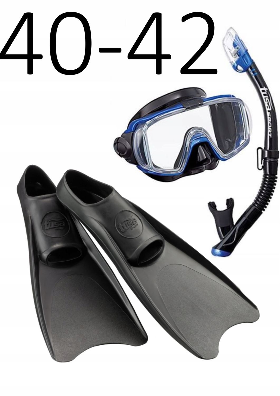 Zestaw TUSA maska+fajka+płetwy Visio/UF1202 czarno/nieb. rozmiar M/40-42