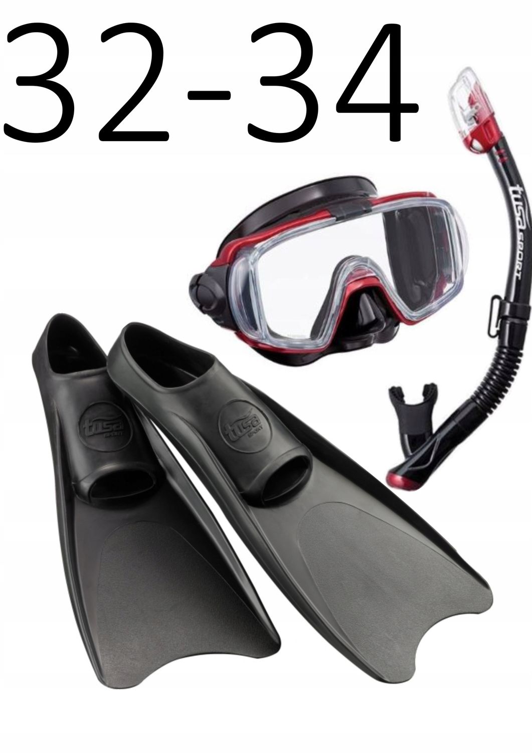 Zestaw TUSA maska+fajka+płetwy Visio/UF1202 czarno/bordo rozmiar XXXS/32-34