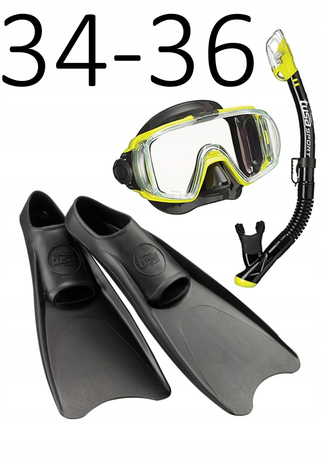 Zestaw TUSA maska+fajka+płetwy Visio/UF1202 czarny rozmiar XXS/34-36