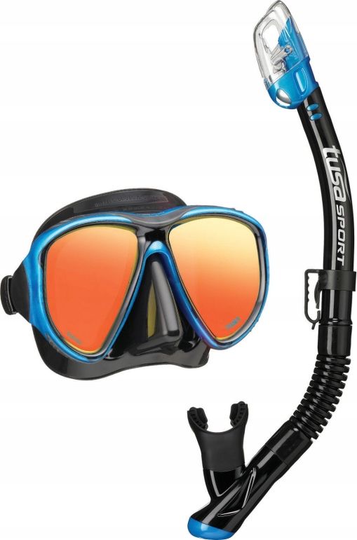 Tusa maska,fajka,płetwy Powerview Mirror/Travel Right 34-39 czar.-niebieski