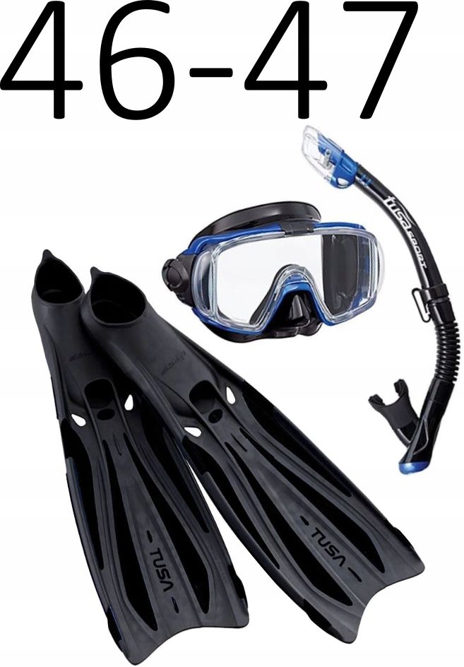 Zestaw TUSA maska+fajka+płetwy Visio/Solla czarno-niebieski rozmiar 46-47