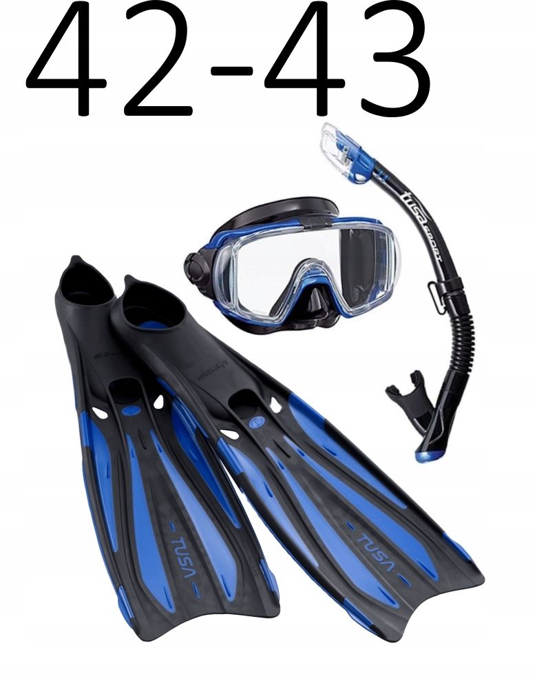 Zestaw TUSA maska+fajka+płetwy Visio/Solla czarno/niebieski rozmiar 42-43
