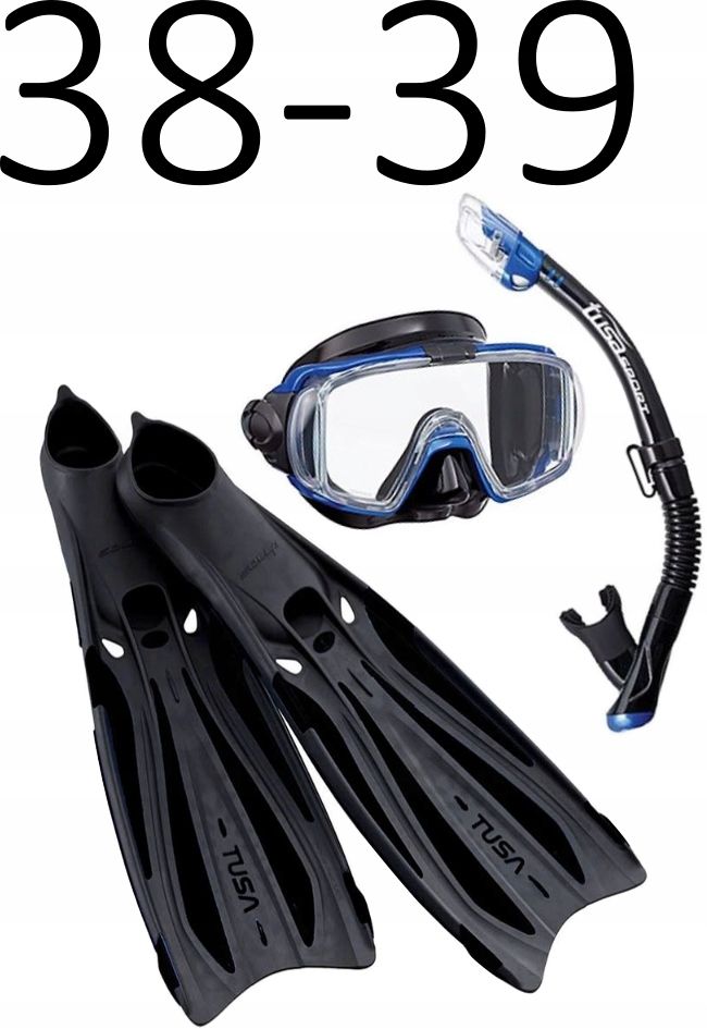 Zestaw TUSA maska+fajka+płetwy Visio/Solla czarno-niebieski rozmiar 38-39