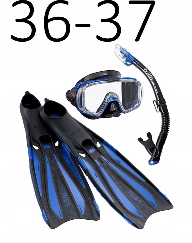 Zestaw TUSA maska+fajka+płetwy Visio/Solla czarno/niebieski rozmiar 36-37