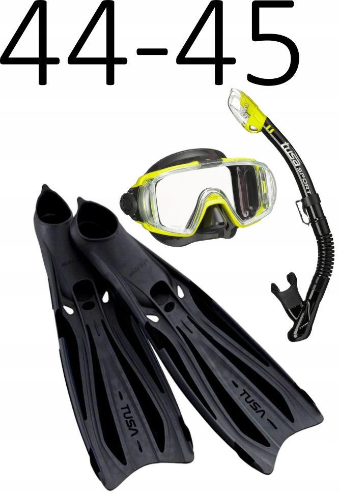 Zestaw TUSA maska+fajka+płetwy Visio/Solla czarno/żółty rozmiar 44-45