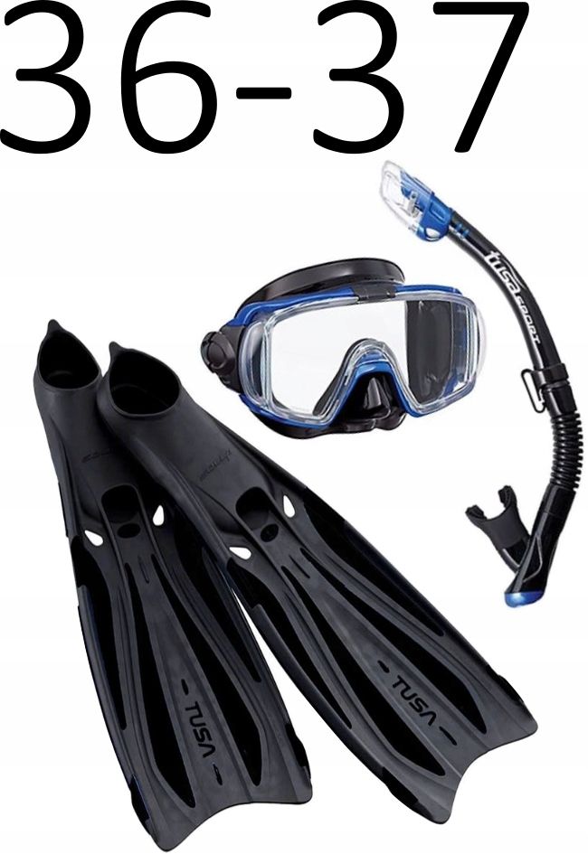 Zestaw TUSA maska+fajka+płetwy Visio/Solla czarno-niebieski rozmiar 36-37