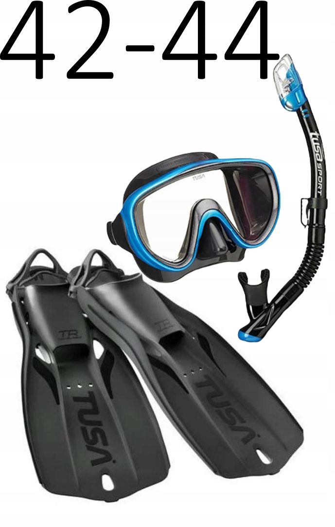 Zestaw Tusa Maska Serene+Fajka+Płetwy Travel Right 42-44 czarno-niebieski