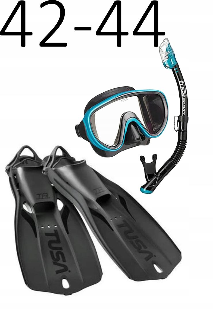 Zestaw TUSA Maska Serene+Fajka+Płetwy Travel Right 42-44 czarno-turkusowy