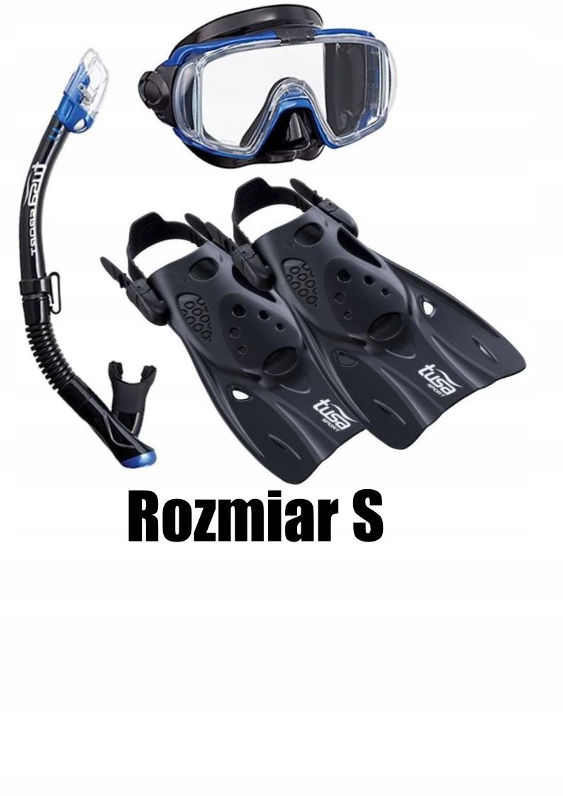 Zestaw TUSA Visio Tri-EX maska+fajka+płetwy rozmiar 28-35 czarno-niebieski