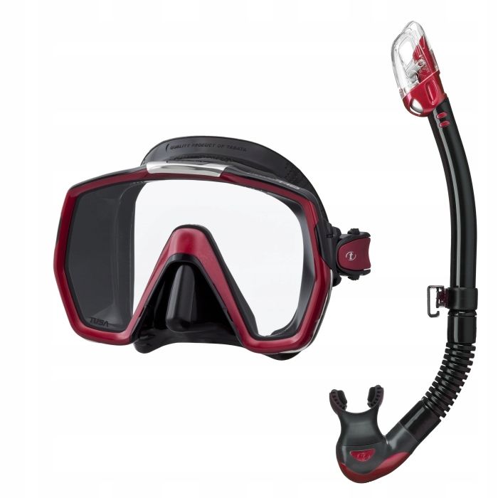 Zestaw maska i fajka Tusa FREEDOM HD QBMDR czarno-bordowy