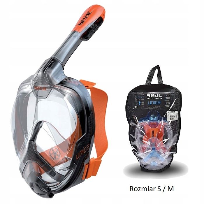 Maska Pełnotwarzowa z fajką SEAC UNICA ORANGE S/M