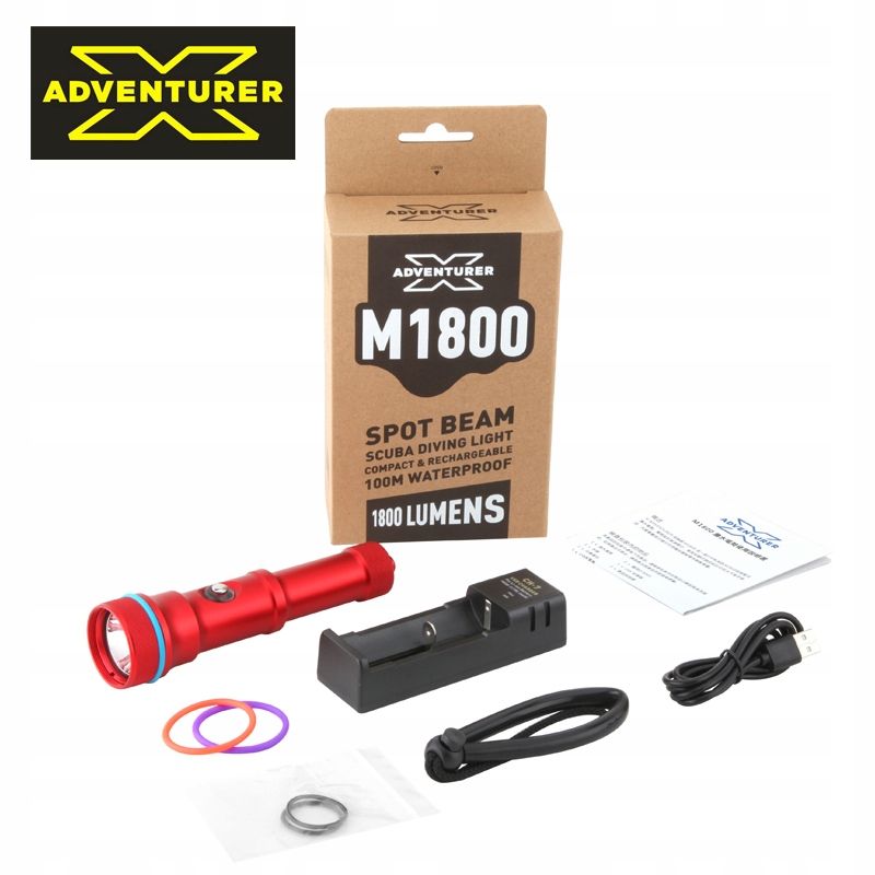 Latarka X-adventurer M1800 LED Scuba Diving Spot Light niebieska