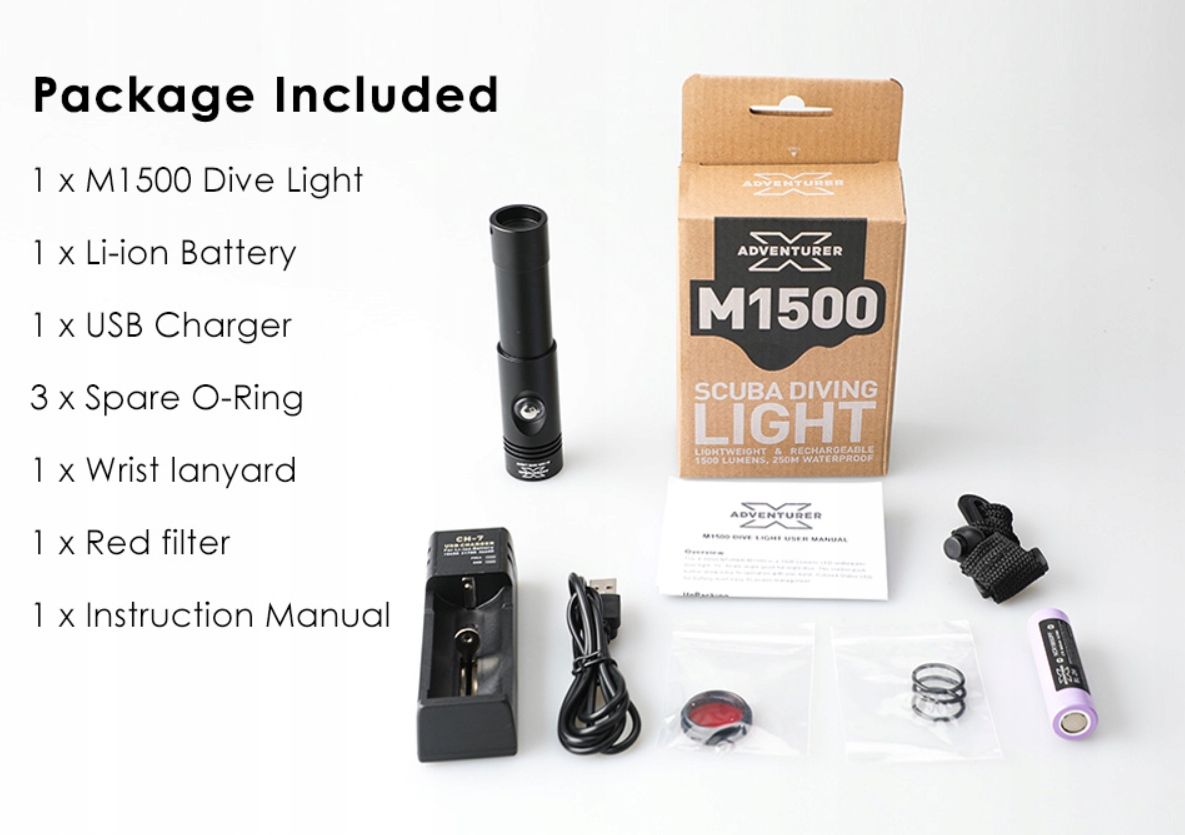 Latarka nurkowa X-adventurer M1500 LED Scuba Diving Spot Light różowa