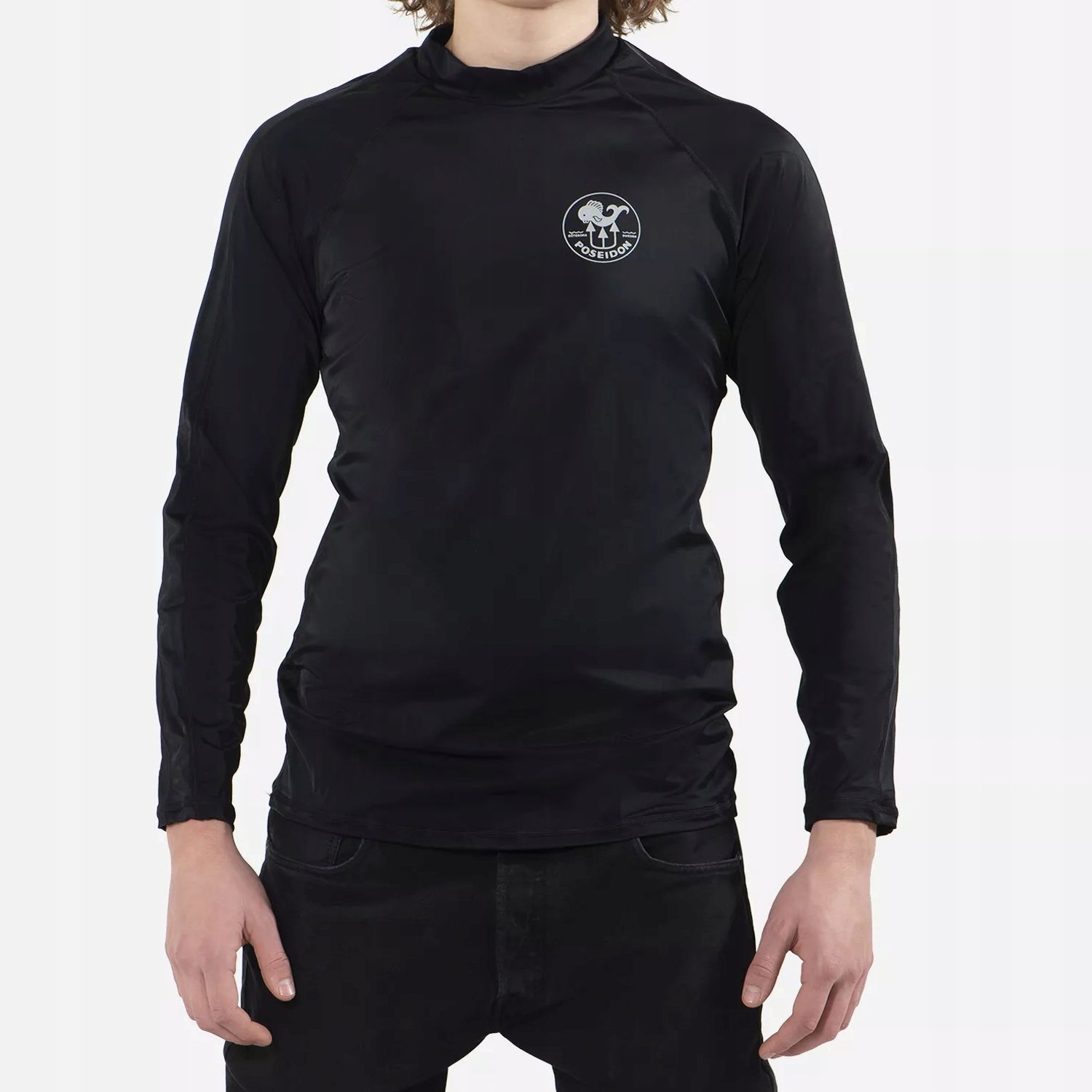 Koszulka UV rashguard POSEIDON męska czarna z długim rękawem rozmiar M