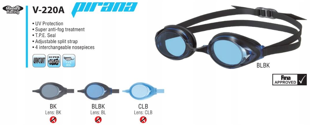 Okularki do pływania PIRANA V-220A CLB