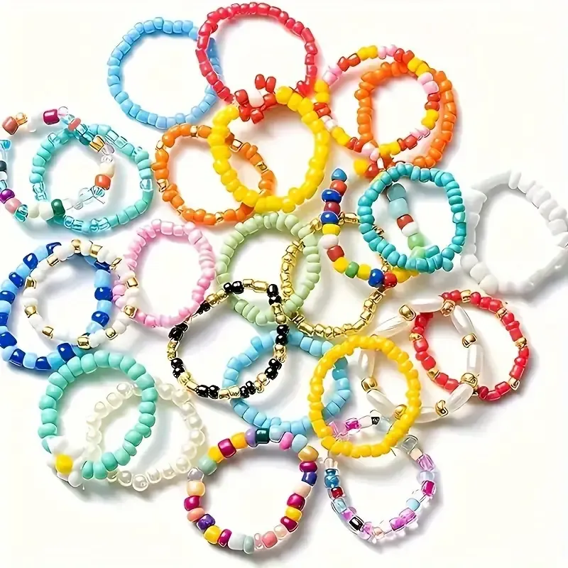 Bead Rings Colourful Flower Design Mix And Match