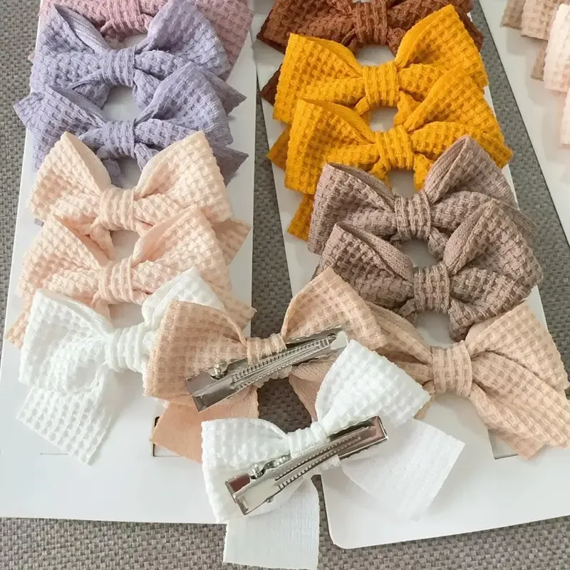 Colourful Hair Bows, Nylon Safe Hair Clips Barrettes, Mixed Colours, Polyester Fabric