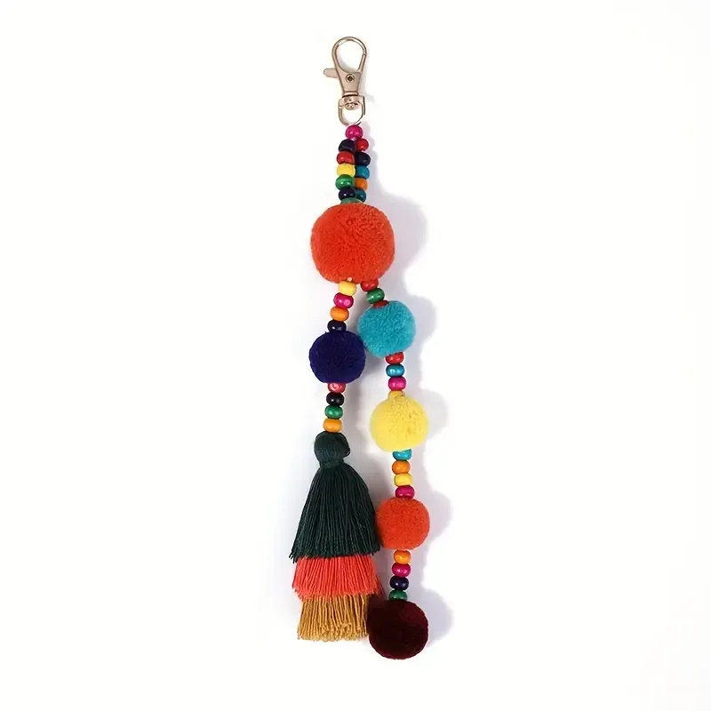 Plush Ball Keychain Pendant With Tassel