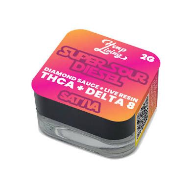 Hemp Living :THCa + DELTA 8  Diamond Sauce + Live Resin 2g -  Super Sour Diesel SATIVA
