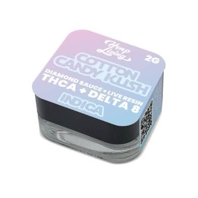 Hemp Living :THCa + DELTA 8 Diamond Sauce + Live Resin 2g - Cotton Candy Kush INDICA