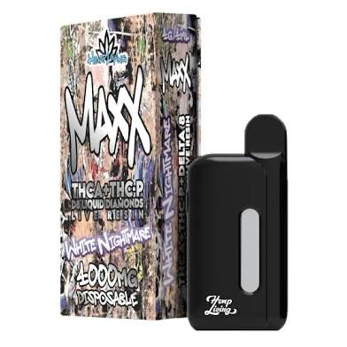 Hemp Living: MAXX THCa - THCp Liquid Diamond 4000 Mg Disposable - White Nightmare SATIVA