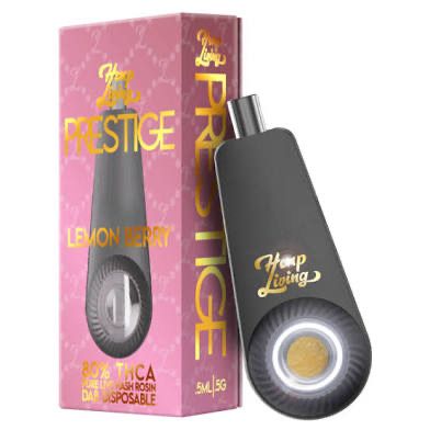 Hemp Living: PRESTIGE THCa Live Hash Rosin DAB Disposable .5g - Lemon Berry HYBRID