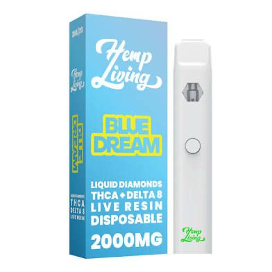 Hemp Living: Liquid Diamond + Live Resin 2000mg Disposable - Blue Dream SATIVA