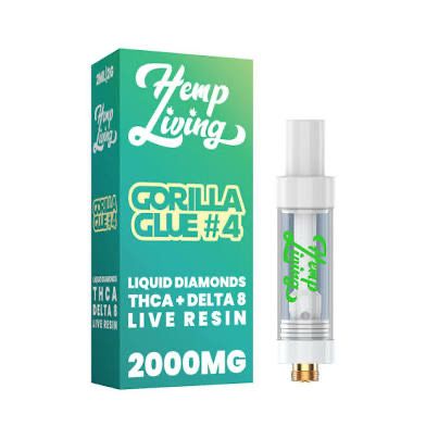 Hemp Living: Liquid Diamond + Live Resin 2000mg Cartridge  - Gorilla Glue #4 HYBRID