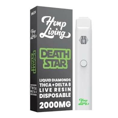 Hemp Living: Liquid Diamond + Live Resin 2000mg Disposable - Death Star INDICA