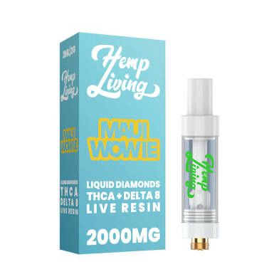 Hemp Living: Liquid Diamond + Live Resin 2000mg Cartridge  - Maui Wowie SATIVA