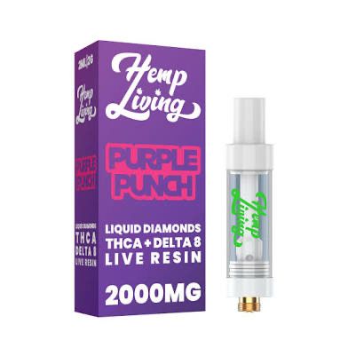Hemp Living: Liquid Diamond + Live Resin 2000mg Cartridge  - Purple Punch INDICA