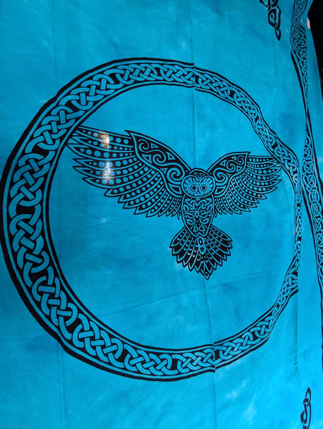 OWL COTTON CURTAIN TURQUOISE