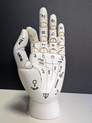 WHITE PALMISTRY HAND ORNAMENT