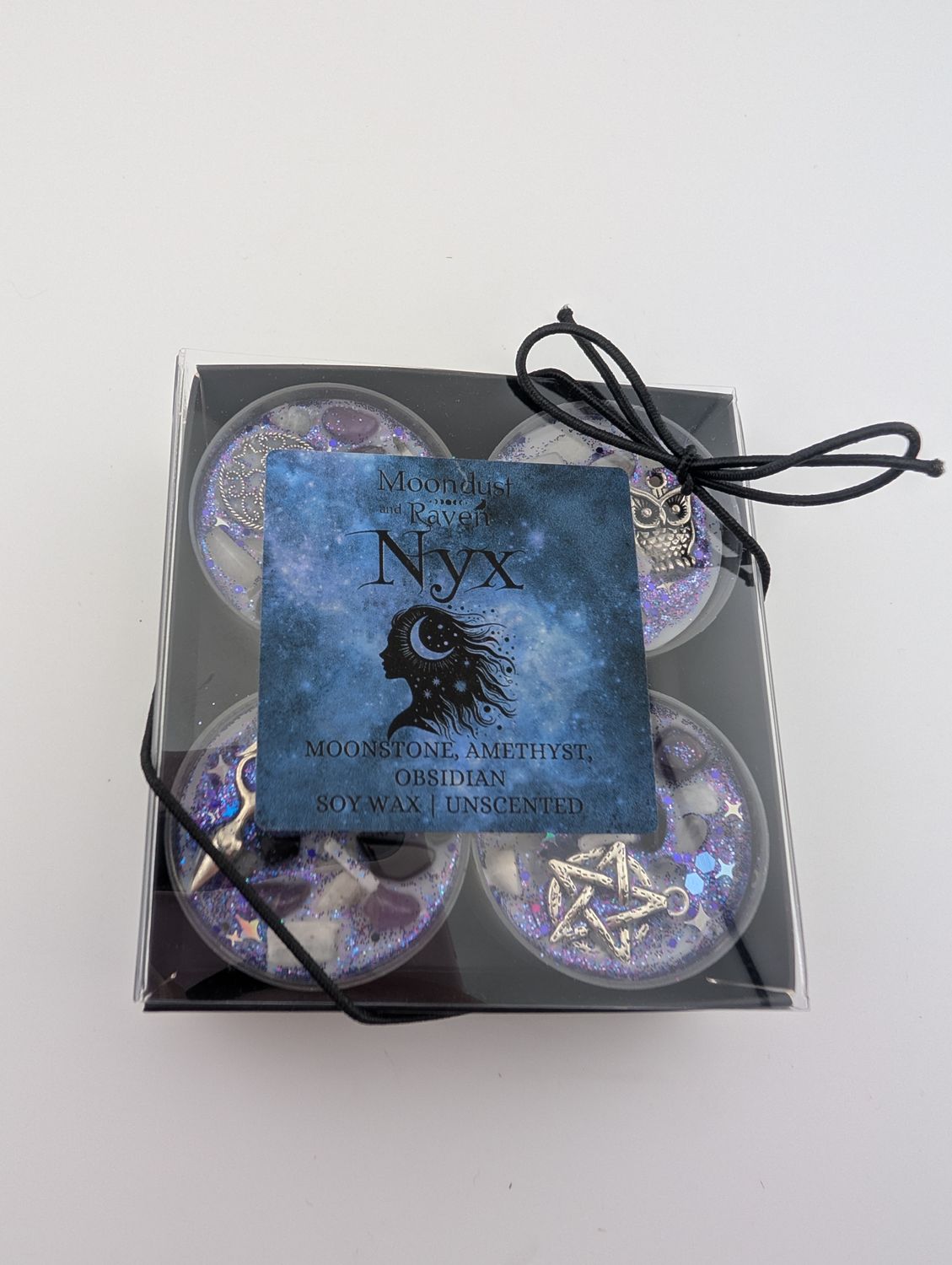 Nyx Tealight Crystal,  Goddess Ritual Candle