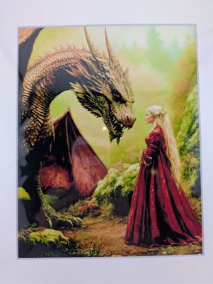 Draco Telling Story to Princess - Dragon Wall Art Prints – 8″x10″ Artwork for 11″x14″ Frame