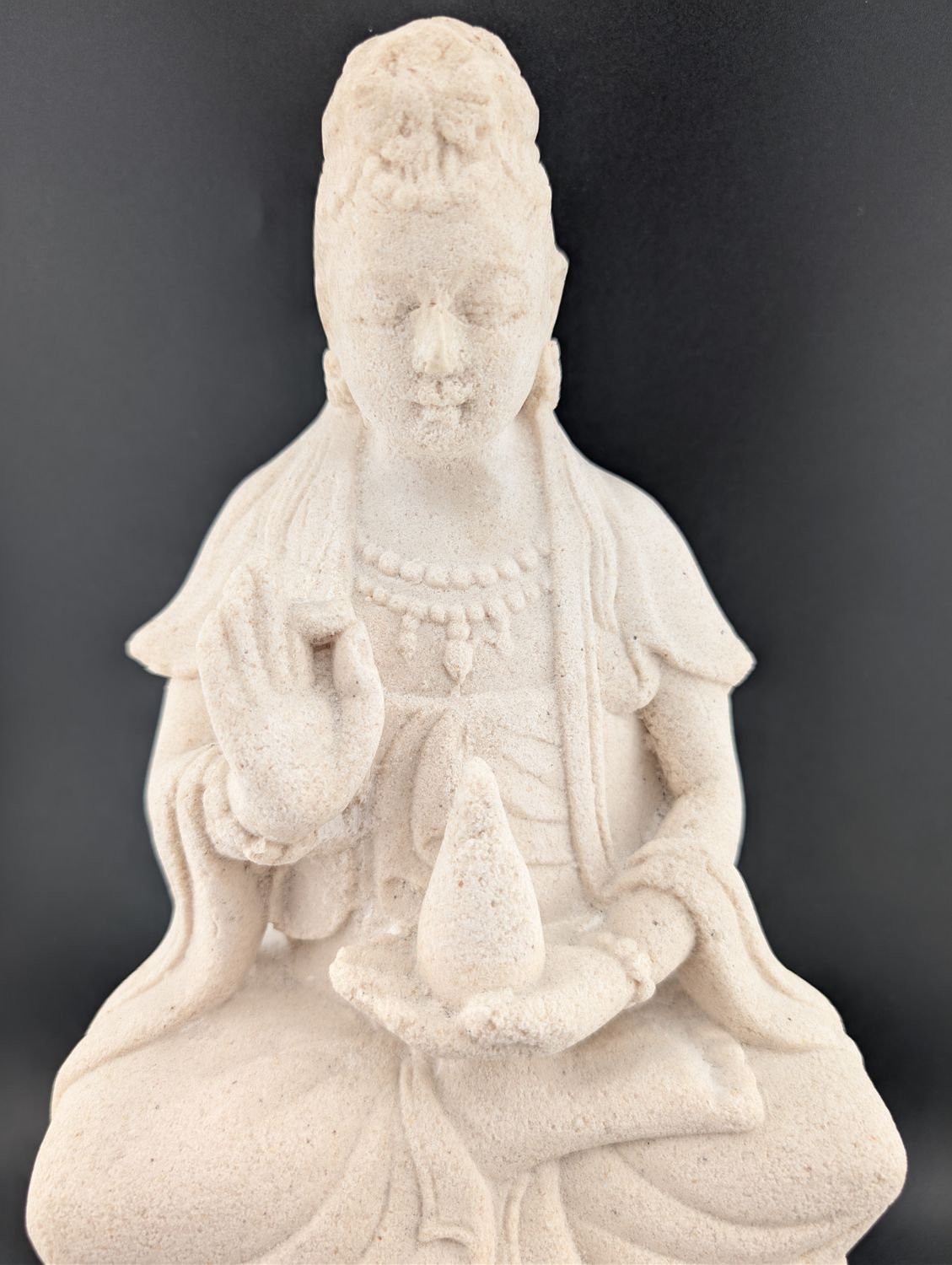 Volcanic Stone Statue - White Kwan Yin