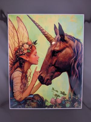 Fairy Discussion - Unicorn &amp; Pegasus Wall Art Prints â€“ 8â€³x10â€³ Artwork for 11â€³x14â€³ Frame