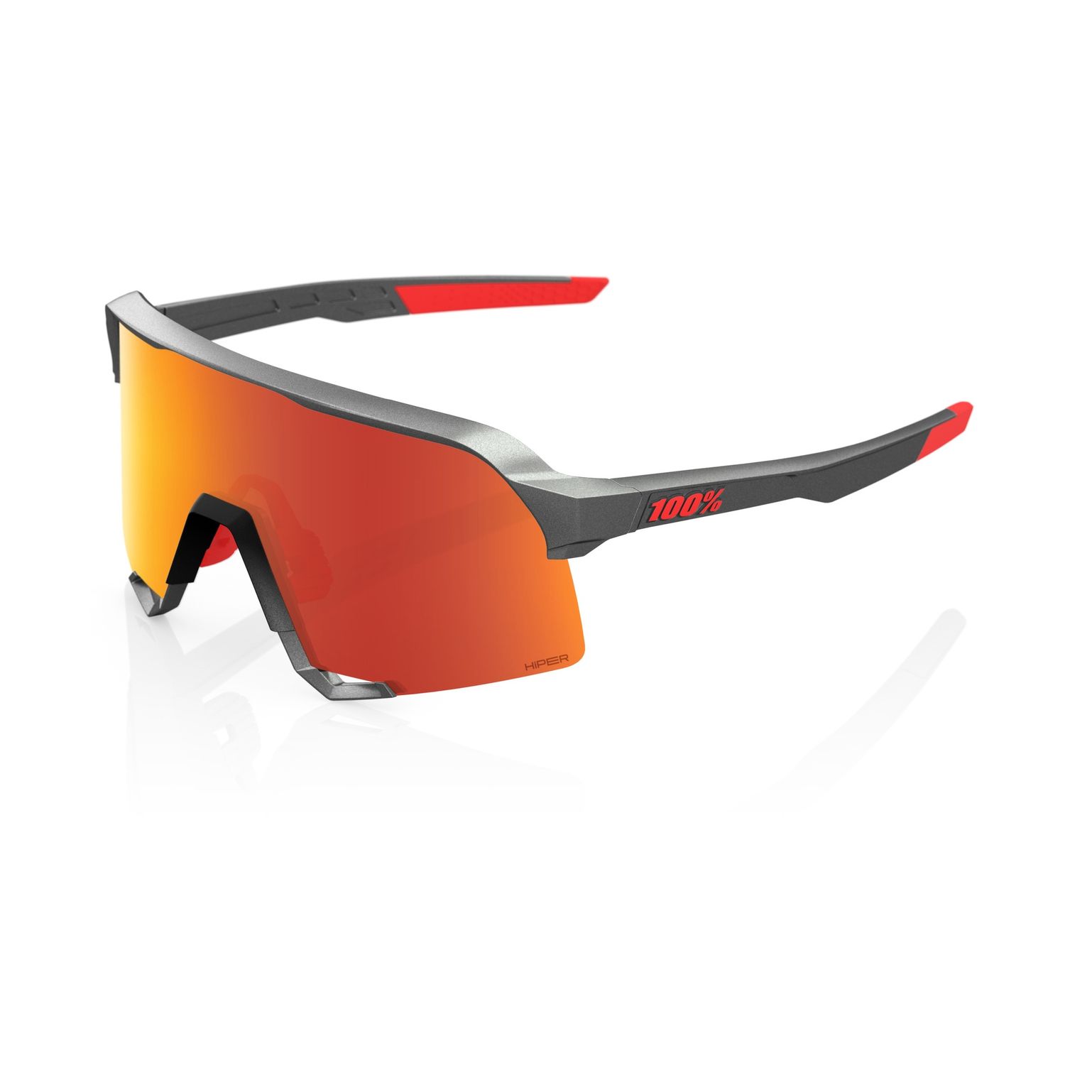 100% S3, Colour: Matte Gunmetal - HiPER Red Mirror