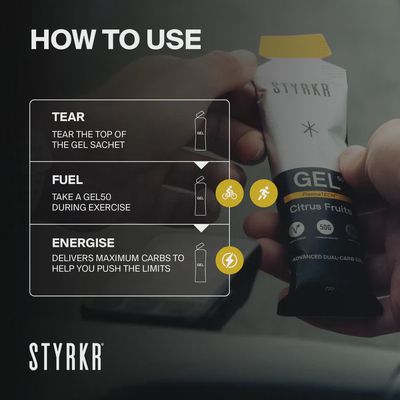 STYRKR GEL50 DUAL-CARB ENERGY GEL