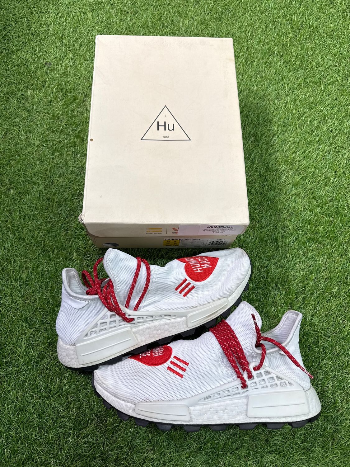 PREOWNED ADIDAS NMD HU HUMAN MADE &quot;WHITE RED&quot; SIZE 10