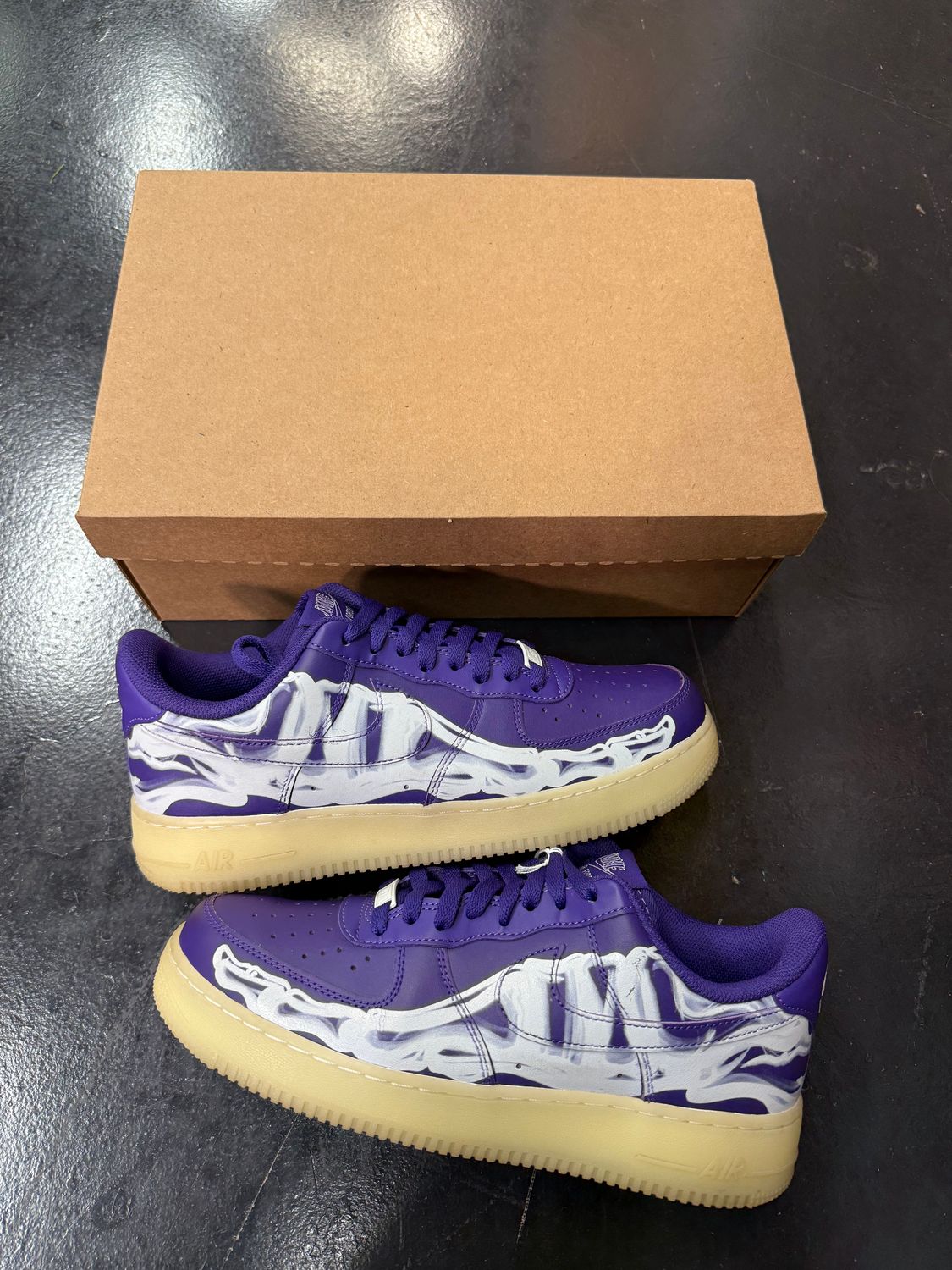 PREOWNED NIKE AIR FORCE 1 &quot;PURPLE SKELETON&quot; SIZE 9.5