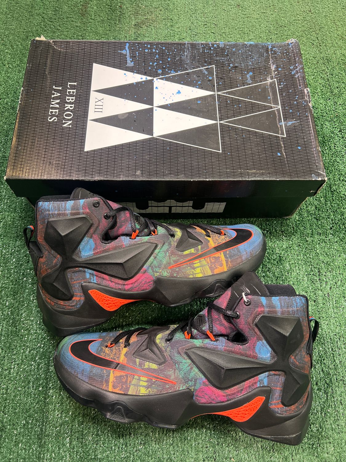 PREOWNED NIKE LEBRON 13 &quot;AKRONITE&quot; SIZE 12