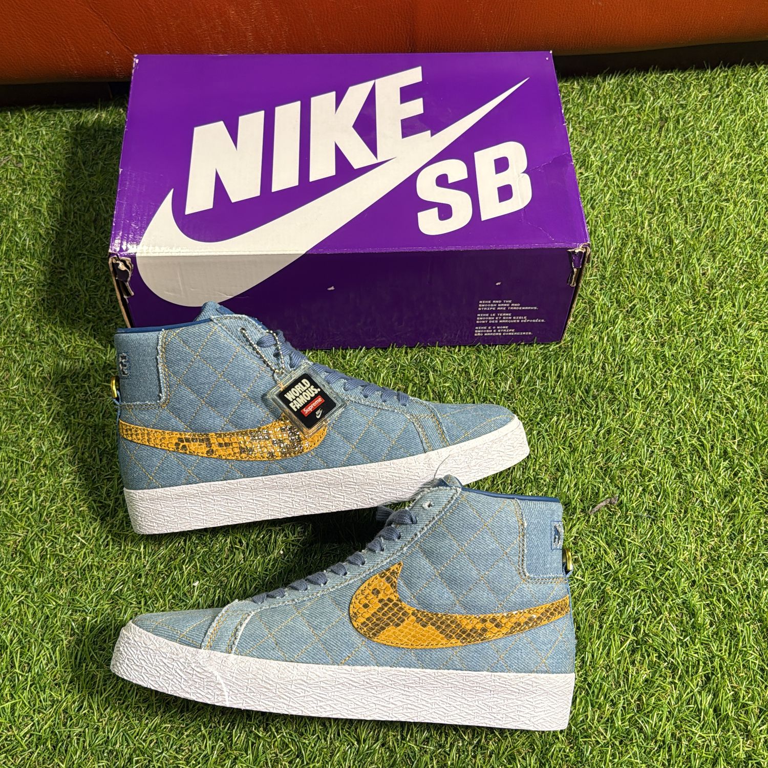 BRAND NEW NIKE SB BLAZER MID QD &quot;SUPREME DENIM&quot; SIZE 7