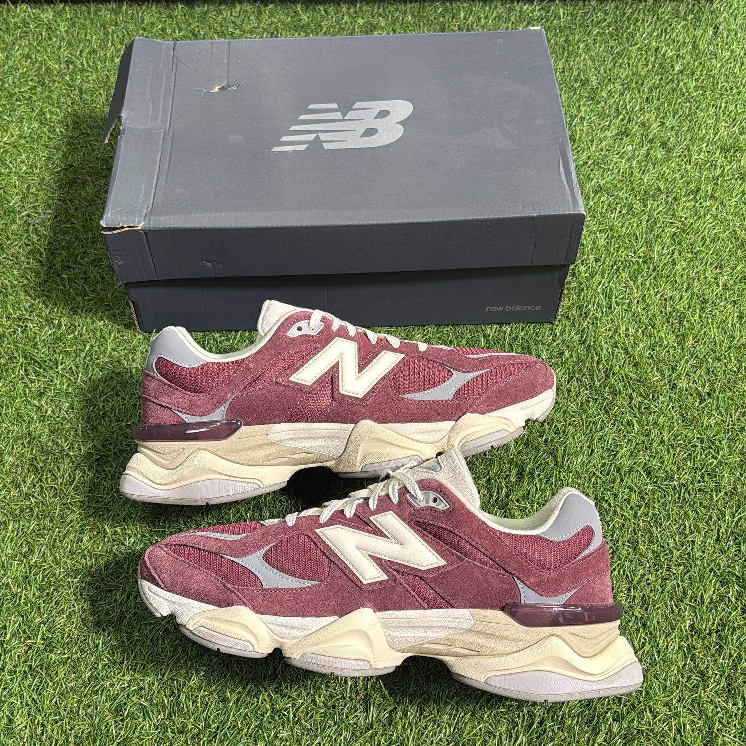 PREOWNED NEW BALANCE 9060 &quot;WASHED BURGUNDY&quot; SIZE 12