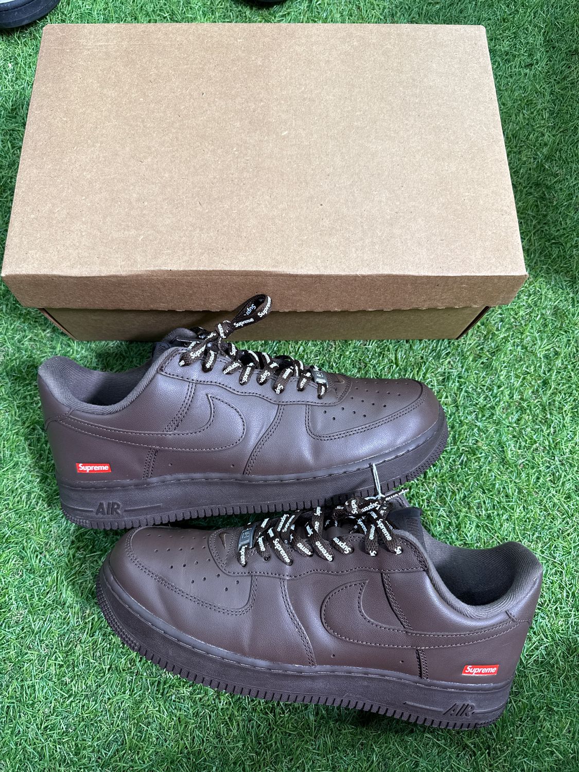 PREOWNED NIKE AIR FORCE 1 SUPREME &quot;BROWN&quot; SIZE 11