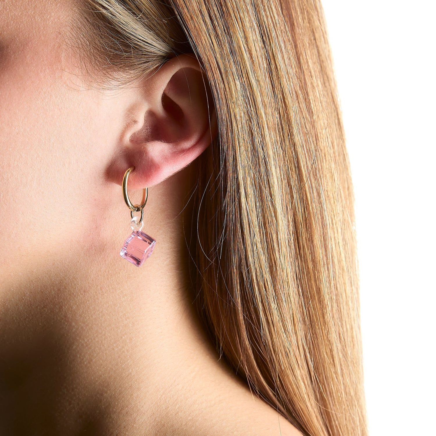 Pink Geo Earrings - Silver