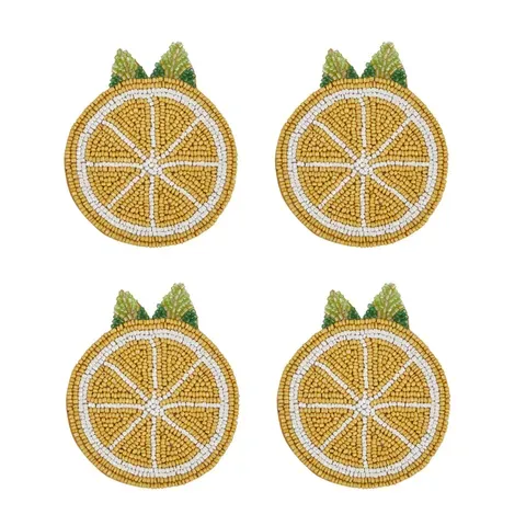 Limone Beaded Coaster 10cm set of 4