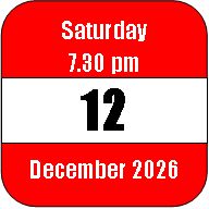 Saturday 12 December 2026 Saturday 12 December 2026